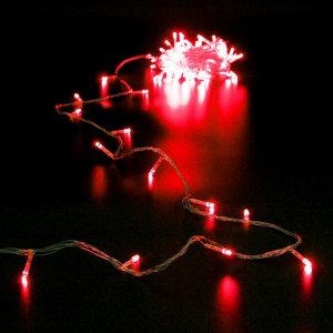 Гирлянда для дома  2,5м 24 лампы LED прозрач.пров.,8 реж, IP-20, Красный