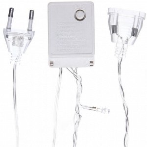 Гирлянда для дома  9,5м 100 ламп LED прозрач.пров.,8 реж, IP-20, Белый (возможность соединения)