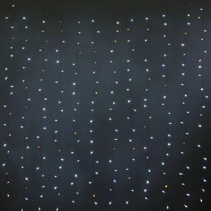 Гирлянда для улицы ЗАНАВЕС "Мерцание" ш2* в1,5 м 320 ламп LED, прозрач.пров,1 реж.,IP-54, Белый/Теплый белый мерцает (возможность соединения)