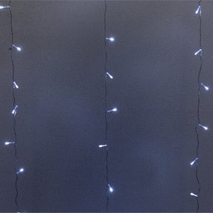 Гирлянда для дома ЗАНАВЕС 3м*2,5м 240 ламп LED, прозр.провод, 8 реж., IP-20. Белый