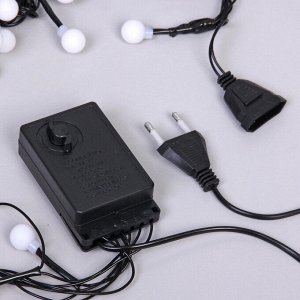 Гирлянда для дома Мишура 4 м, 200 ламп LED, d-1,4 см, черный пров, 8 реж, IP-40, Теплый белый (возможность соединения)