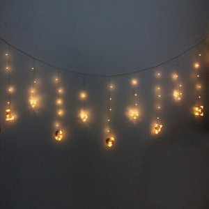 Гирлянда для дома БАХРОМА "LOVE" ш2,5м* в0,45/0,65м 90 ламп LED, прозрачн.пров, 8 режимов, IP-20, Теплый белый (возможность соединения)
