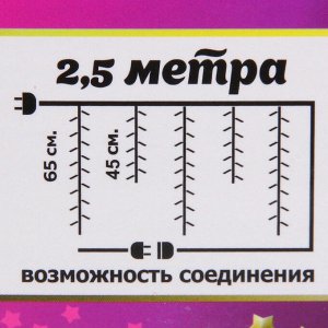 Гирлянда для дома БАХРОМА "LOVE" ш2,5м* в0,45/0,65м 90 ламп LED, прозрачн.пров, 8 режимов, IP-20, Теплый белый (возможность соединения)