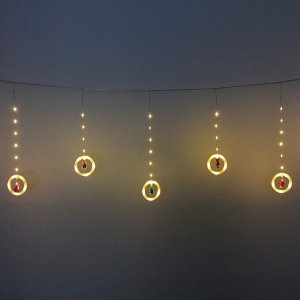 Гирлянда для дома БАХРОМА "С Новым Годом" ш2,5м* в0,45/0,65м 110 ламп LED, прозрачн.пров, 8 режимов, IP-20, Теплый белый (возможность соединения)