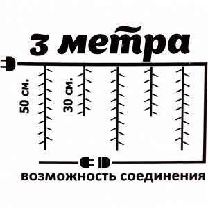 Гирлянда для дома БАХРОМА "Мерцание"ш3м*в30/50см 120ламп LED,прозрачн.провод, авторежим,IP-20, Теплый белый/Белое мерцание (возможность соединения)
