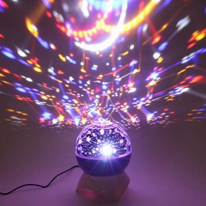 Диско-шар "Double Magic" (в комплекте 2 плафона - диско, звездное небо), Bluetooth, авторежим, USB, в ассортименте (220V)