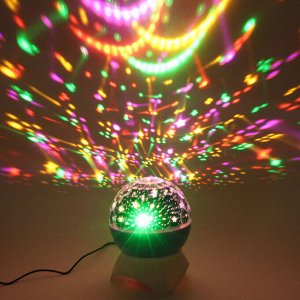 Диско-шар "Double Magic" (в комплекте 2 плафона - диско, звездное небо), Bluetooth, авторежим, USB, в ассортименте (220V)