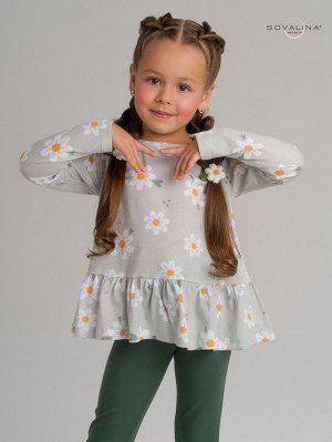 Костюм Алиса ромашки на мяте-оливка