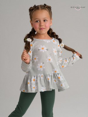 Костюм Алиса ромашки на мяте-оливка