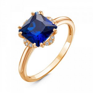 Позолоченное кольцо с синим фианитом - 1182 - п