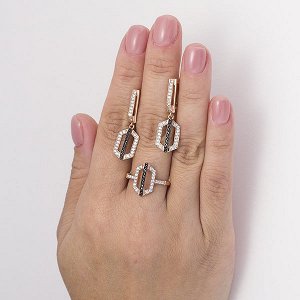 Позолоченное кольцо с бесцветными фианитами - 1205 - п