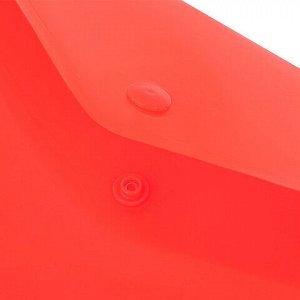 Папка-конверт с кнопкой прозрачная А4 BRAUBERG UNIVERSAL, вертикальная, красная, 0,15 мм, 273077
