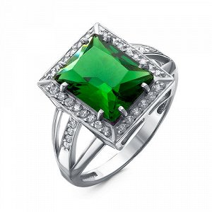 Серебряное кольцо с фианитом зеленого цвета - 1177