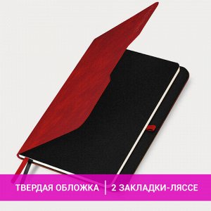 Ежедневник датированный 2026, А5, 151х213 мм, BRAUBERG "Note", под кожу, держатель для ручки, красный, 117518