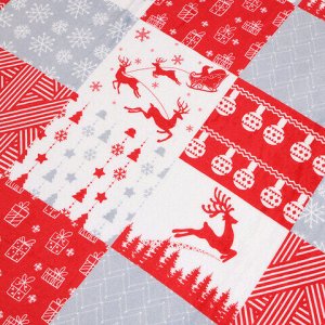 Плед новогодний 150х200 см, "Лоскутки", полиэстер, 210 г/м2, ЗОЛОТАЯ СКАЗКА, 592531