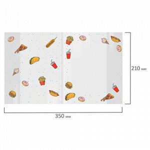 Обложки "FOOD" для тетрадей и дневников, КОМПЛЕКТ 10 шт., ПЛОТНЫЕ, 210х350 мм, 110 мкм, FUNSTER (ФАНСТЕР), 274083