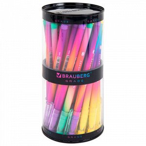 Ручка гелевая BRAUBERG GRADE NEON, ЧЕРНАЯ, игольчатый узел 0,5 мм, линия письма 0,3 мм, 144285
