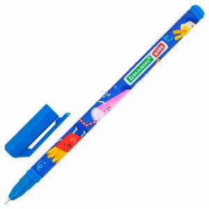 Ручка гелевая BRAUBERG KIDS MIX, СИНЯЯ, корпус ассорти, игольчатый узел 0,5 мм, линия письма 0,3 мм, 144286