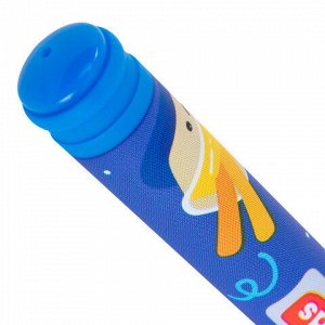 Ручка гелевая BRAUBERG KIDS MIX, СИНЯЯ, корпус ассорти, игольчатый узел 0,5 мм, линия письма 0,3 мм, 144286
