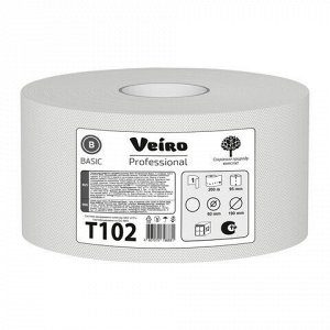 Бумага туалетная 200 м, VEIRO Professional (Система T2), КОМПЛЕКТ 12 шт., Basic, T102