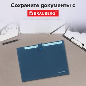 Папка-органайзер на кнопке 12 отделений, BRAUBERG "Extra", А4, синяя с голубым, 271933