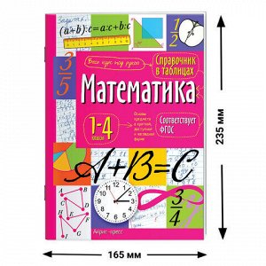 Справочник в таблицах "Математика. 1-4 классы", 16х23,5 см, 48 стр., АП, 27061