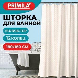 Шторка для ванной ПОЛИЭСТЕР, 180х180 см, кольца в комплекте, БЕЖЕВЫЙ БРИЛЛИАНТ, PRIMILA (ПРИМИЛА), 700089