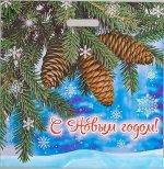 Пакет полиэтиленовый с вырубной ручкой &quot;Новогодний&quot; 45*45 см