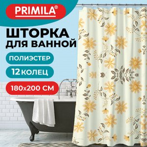 Шторка для ванной ПОЛИЭСТЕР, 180х200 см, кольца в комплекте, РАСТЕНИЯ, PRIMILA (ПРИМИЛА), 700085