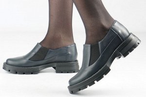 Туфли женские синие из натуральной кожи