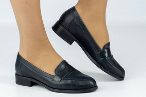 Туфли женские синие из натуральной кожи