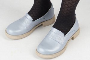 Туфли женские голубые из натуральной кожи
