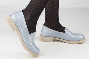 Туфли женские голубые из натуральной кожи