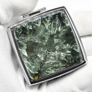 Дорожная таблетница на 2 отсека с накладкой из серафинита, серебристая