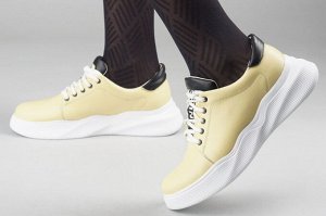 Кроссовки женские желтые из натуральной кожи