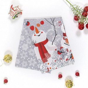 Полотенце кухонное из рогожки "Снеговики"