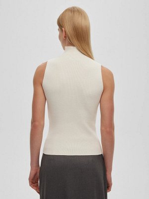 Трикотажный топ с воротником стойка, белый