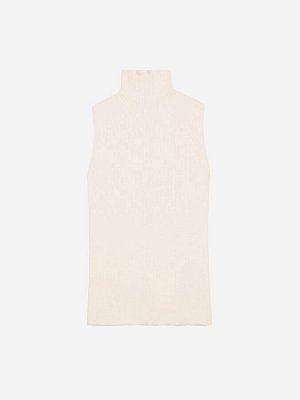 Трикотажный топ с воротником стойка, белый