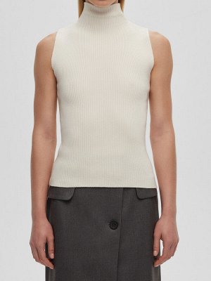 Трикотажный топ с воротником стойка, белый