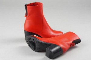 Ботильоны женские красные из натуральной кожи зима, подклад шерстяной мех