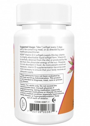 Vitamin D-3 10,000 IU Витамин Д-3 10000 IU, 120 капсул, ★ Поддержка иммунитета и здоровья костей ★