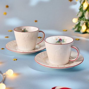 Чайный набор Lefard Winter Story, на 2 персоны, 240 мл — фарфор, подарочная упаковка, для СВЧ и ПММ
