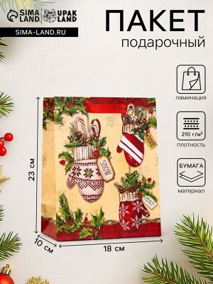 Пакет подарочный новогодний ламинированный «Новогоднее настроение» 18x23x10 см