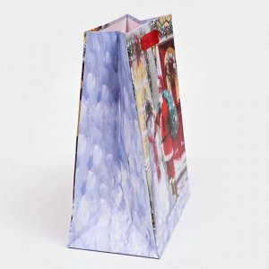 Пакет подарочный новогодний ламинированный «Снеговик с Сантой»,18x23x10 см