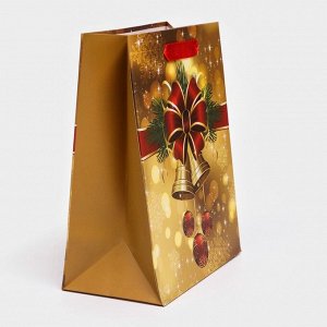 Пакет подарочный новогодний ламинированный «Бантик»,18x23x10 см