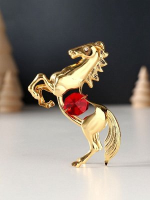 Фигурка металл «Лошадь» с 2 красными хрусталиками, 5.5x2x8 см