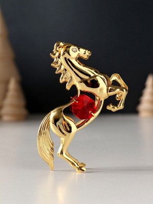 Фигурка металл «Лошадь» с 2 красными хрусталиками, 5.5x2x8 см