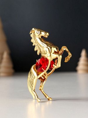 Фигурка металл «Лошадь» с 2 красными хрусталиками, 5.5x2x8 см