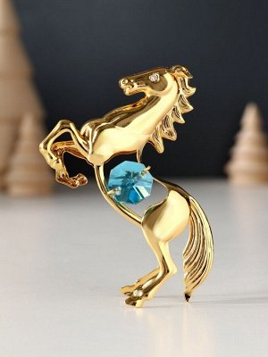 Фигурка металл «Лошадь» с 2 голубыми хрусталиками, 5.5x2x8 см