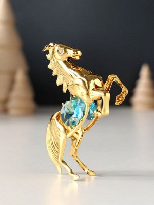 Фигурка металл «Лошадь» с 2 голубыми хрусталиками, 5.5x2x8 см